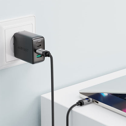 USB-C - USB-C Acefast C15-03 Display -data- ja latauskaapeli, 60W, 1.2m, Musta