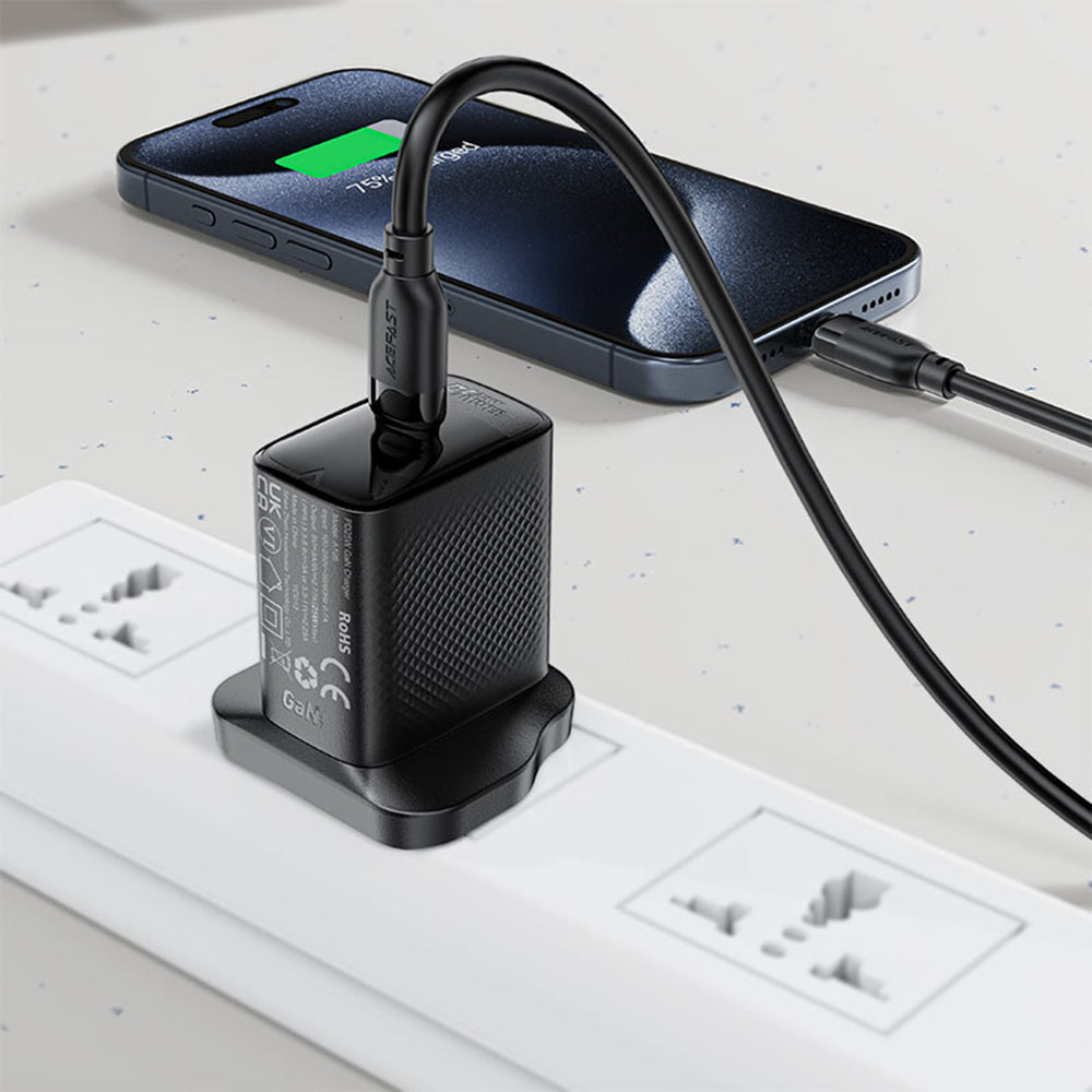 USB-C Data and Charging Cable - USB-C Acefast C16-03, 60W, 1.2m, Black