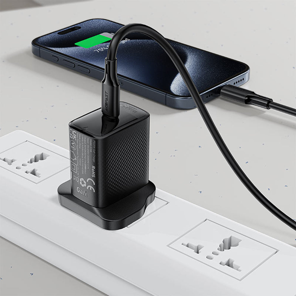 USB-C - USB-C Acefast C17-03 -data- ja latauskaapeli, 60W, 1.2m, Musta