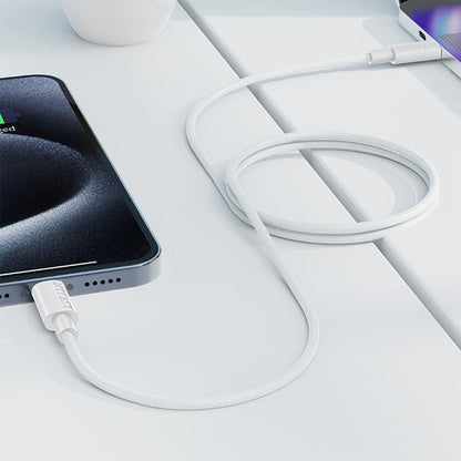 USB-C - USB-C Acefast C18-03 -data- ja latauskaapeli, 60W, 1.2m, Valkoinen