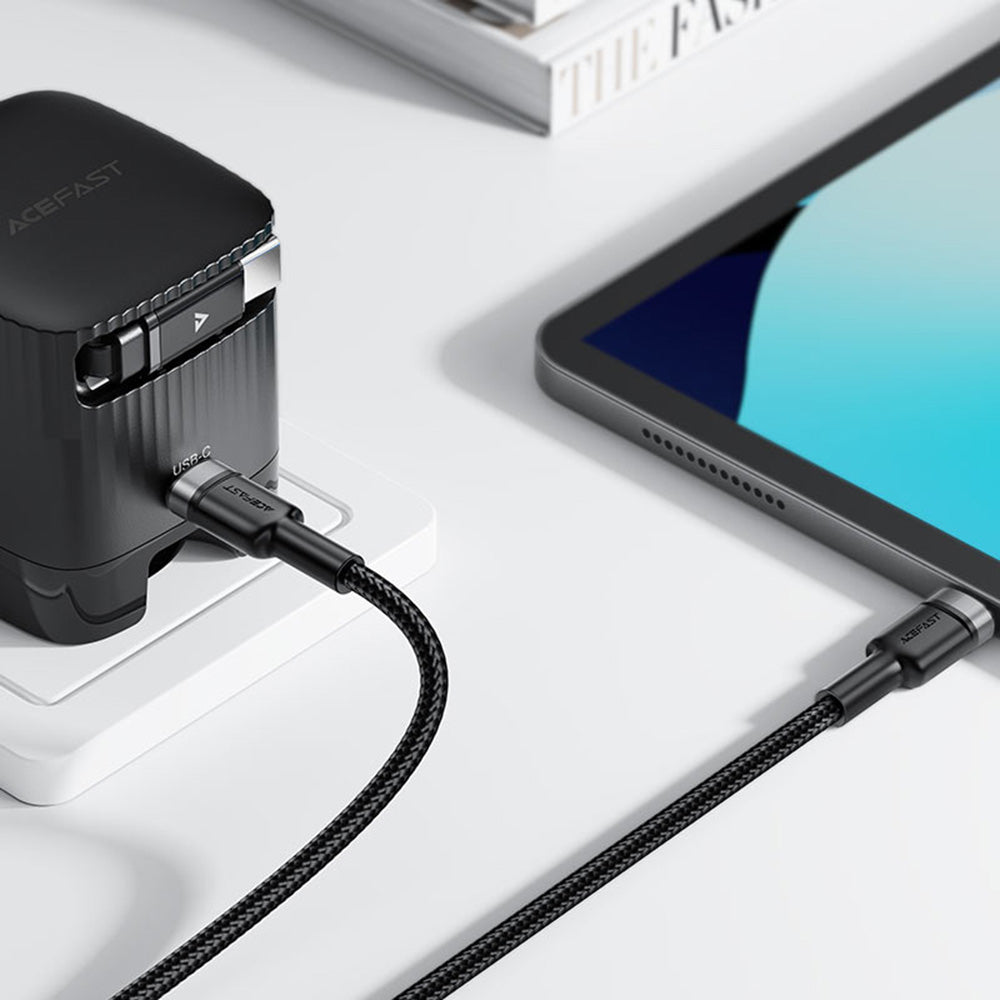 USB-C - USB-C Acefast C22-03 data- ja latauskaapeli, 60W, 1.2m, Musta