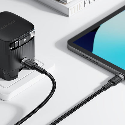 USB-C - USB-C Acefast C22-03 data- ja latauskaapeli, 60W, 1.2m, Musta