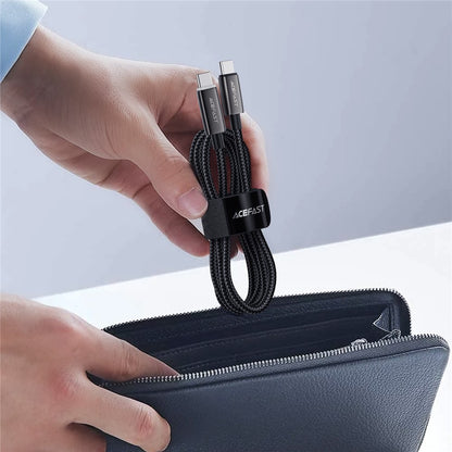USB-C - USB-C Acefast C23-03 -data- ja latauskaapeli, 60W, 1.2m, Musta
