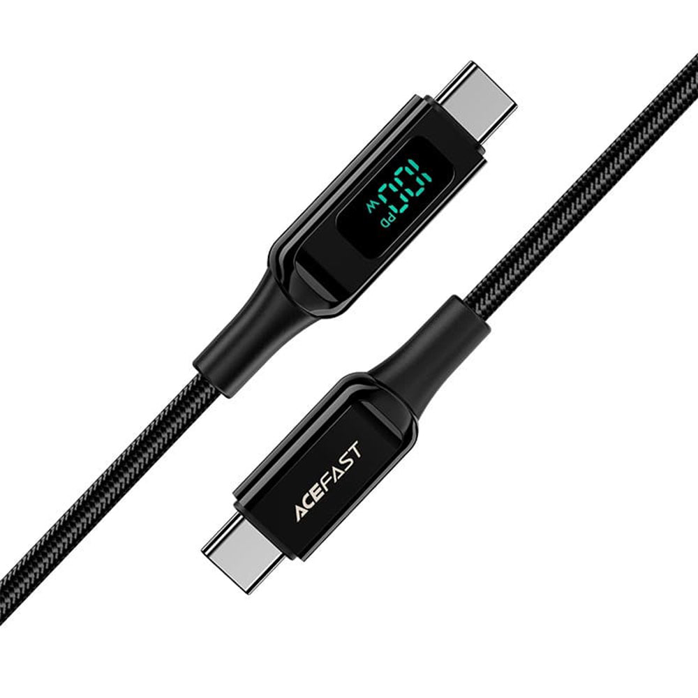 USB-C - USB-C Acefast C6-03 Display -data- ja latauskaapeli, 100W, 2m, Musta
