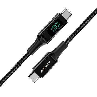 USB-C - USB-C Acefast C6-03 Display -data- ja latauskaapeli, 100W, 2m, Musta