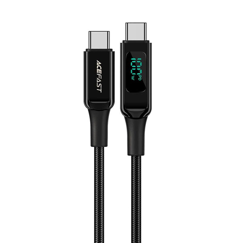 USB-C - USB-C Acefast C6-03 Display -data- ja latauskaapeli, 100W, 2m, Musta