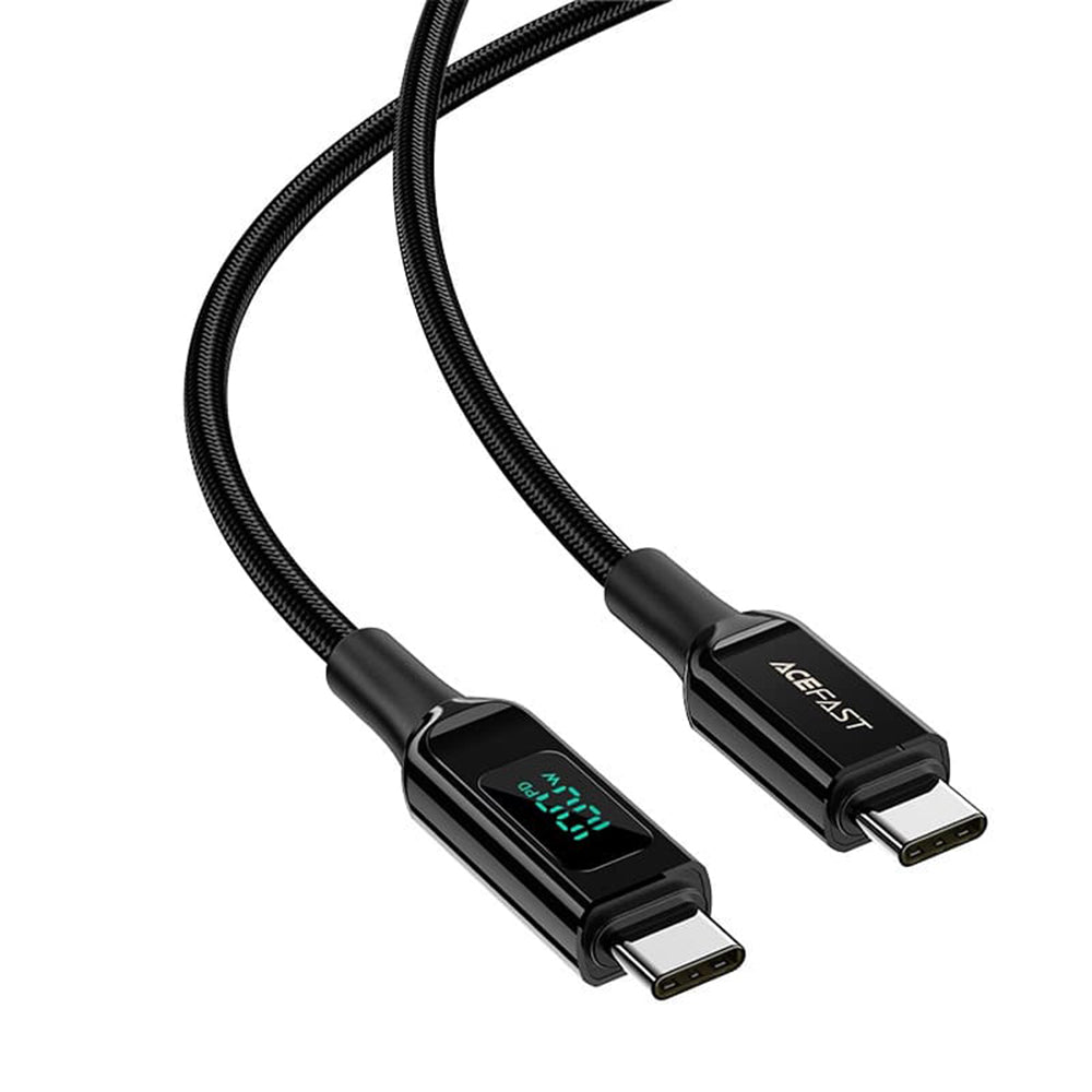 USB-C - USB-C Acefast C6-03 Display -data- ja latauskaapeli, 100W, 2m, Musta