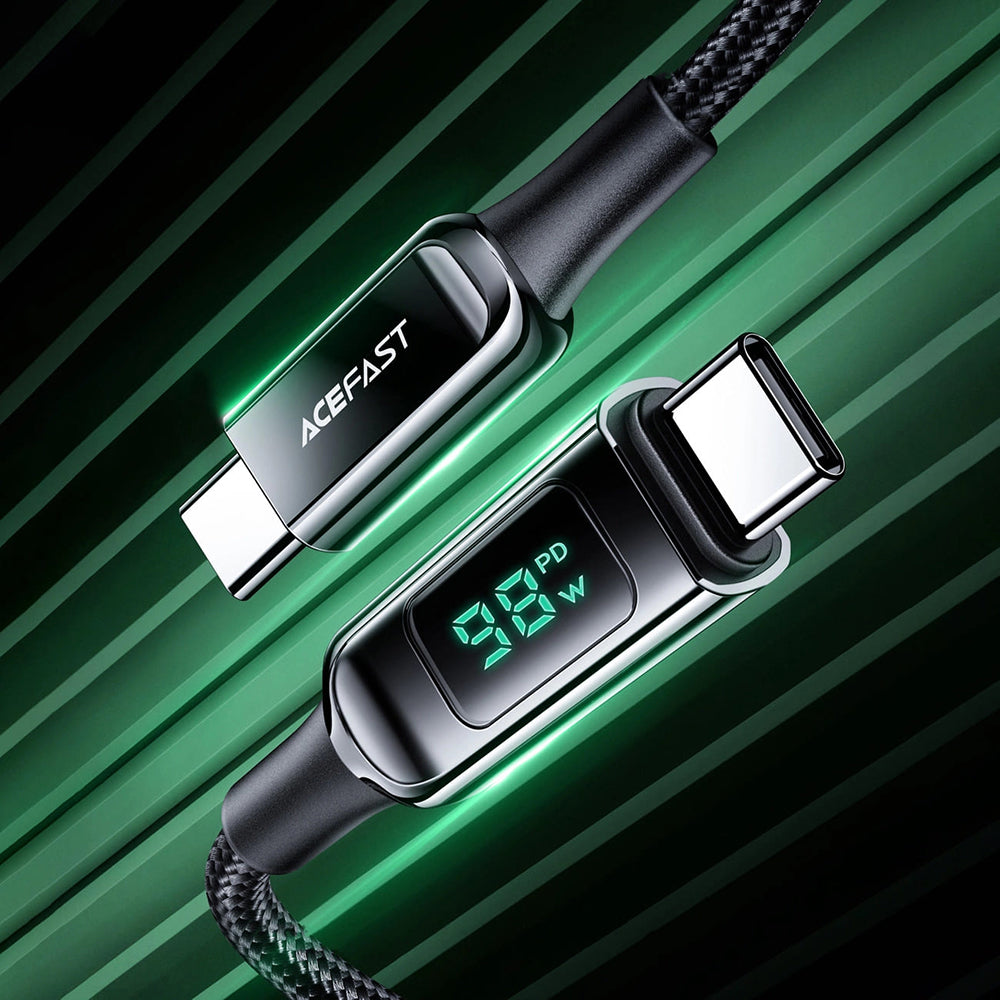 USB-C - USB-C Acefast C6-03 Display -data- ja latauskaapeli, 100W, 2m, Musta