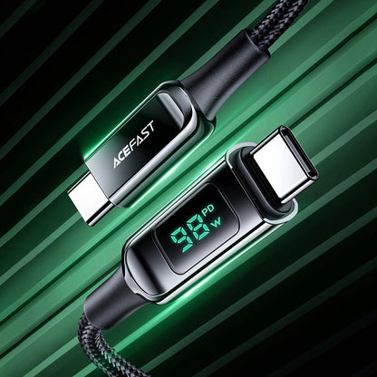 USB-C - USB-C Acefast C6-03 Display -data- ja latauskaapeli, 100W, 2m, Musta