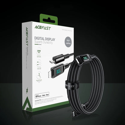 USB-C - USB-C Acefast C6-03 Display -data- ja latauskaapeli, 100W, 2m, Musta