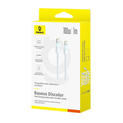 USB-C - USB-C Baseus Discolor Data- ja Latauskaapeli, 100W, 1m, Sinivihreä E0420702