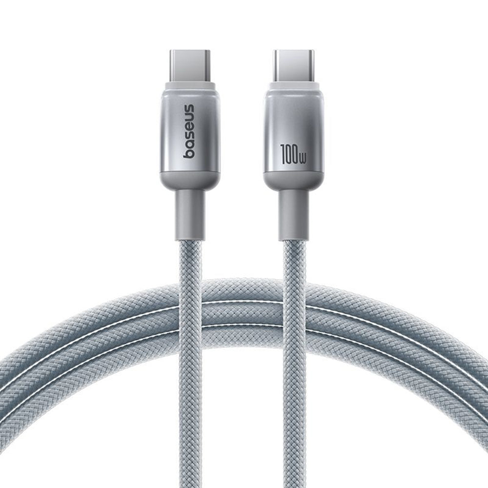 USB-C - USB-C Baseus Discolor Data- ja Latauskaapeli, 100W, 1m, Hopea E0420701