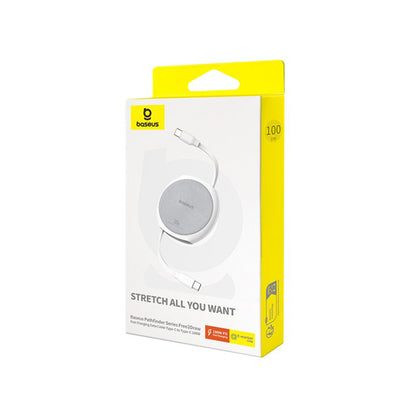 USB-C - USB-C Baseus Pathfinder Retractable -data- ja latauskaapeli, 100W, 1m, Valkoinen P10368400211-00