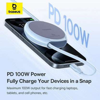 USB-C - USB-C Baseus Pathfinder Retractable -data- ja latauskaapeli, 100W, 1m, Sininen P10368400311-00