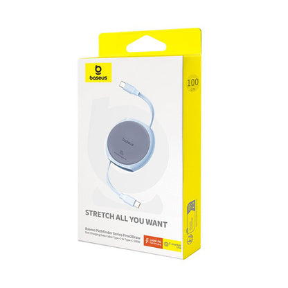 USB-C - USB-C Baseus Pathfinder Retractable -data- ja latauskaapeli, 100W, 1m, Sininen P10368400311-00