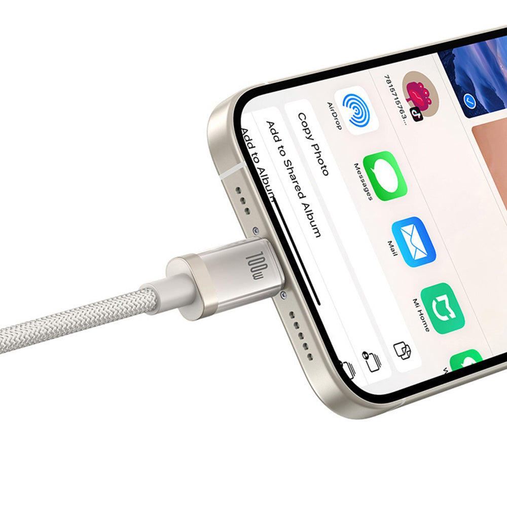 USB-C - USB-C Baseus Titanium -data- ja latauskaapeli, 100W, 2m, Hopea P10378100G21-01