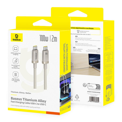 USB-C - USB-C Baseus Titanium -data- ja latauskaapeli, 100W, 2m, Hopea P10378100G21-01