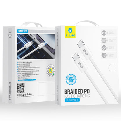 USB-C - USB-C Blueo -data- ja latauskaapeli, 100W, 2m, Valkoinen
