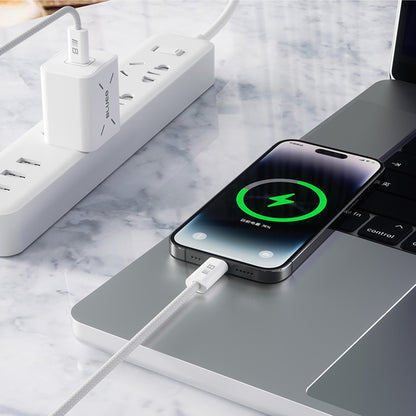 USB-C - USB-C Blueo -data- ja latauskaapeli, 100W, 2m, Valkoinen