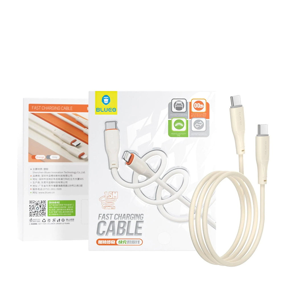 USB-C - USB-C Blueo Ape Legend -data- ja latauskaapeli, 100W, 1.5m, Harmaa
