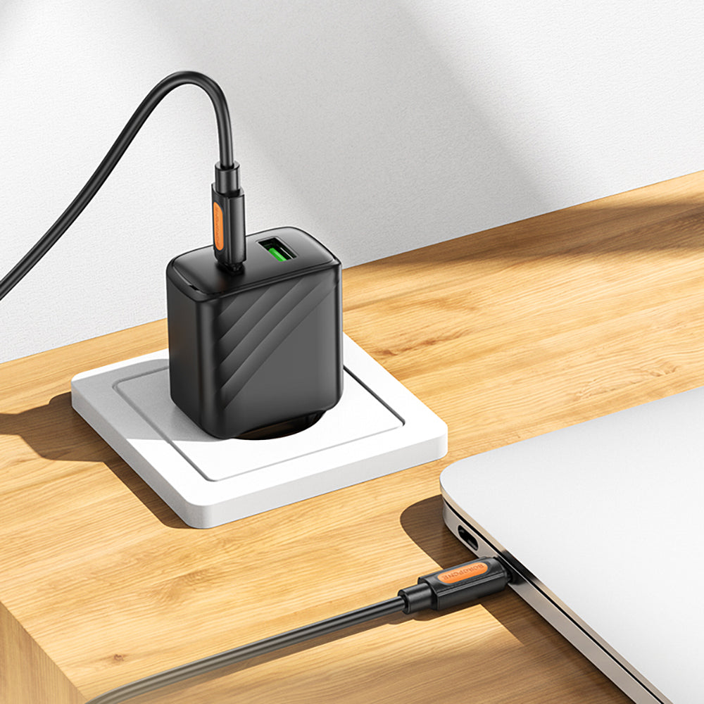 USB-C - USB-C Borofone BX114 Silikoni, 60W, 1m, Musta