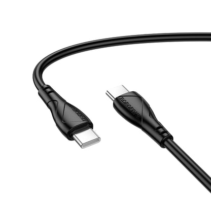 USB-C - USB-C Borofone BX121 Energy -data- ja latauskaapeli, 60W, 1m, Musta