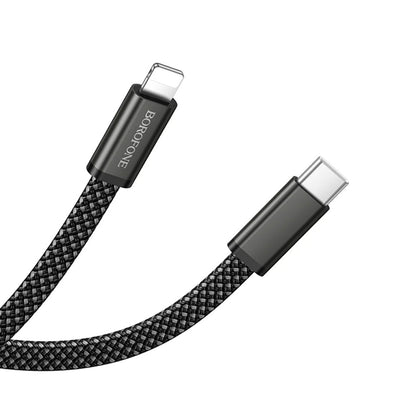 USB-C - USB-C Borofone BX124 Peace Tietojen siirto- ja latauskaapeli, 30W, 1m, Musta