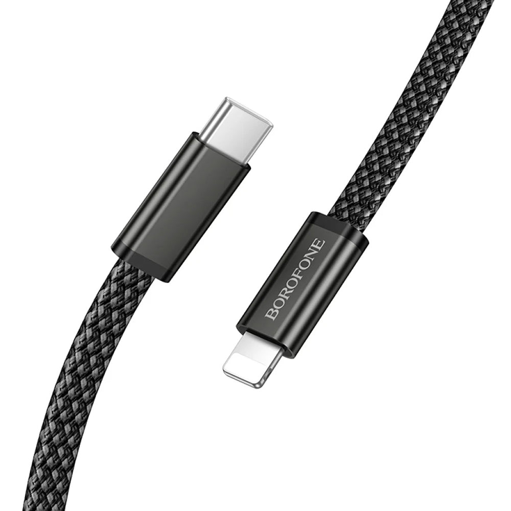 USB-C - USB-C Borofone BX124 Peace Tietojen siirto- ja latauskaapeli, 30W, 1m, Musta