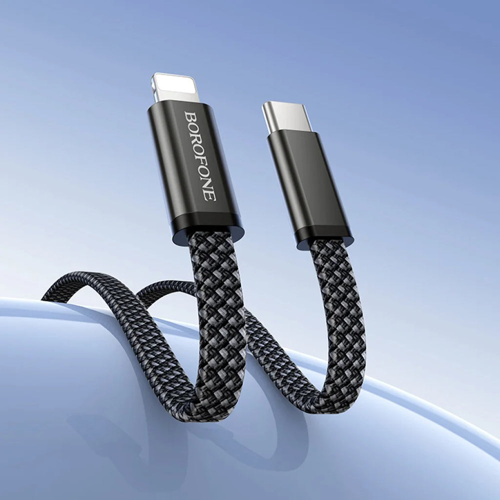 USB-C - USB-C Borofone BX124 Peace Tietojen siirto- ja latauskaapeli, 30W, 1m, Musta