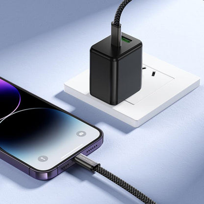 USB-C - USB-C Borofone BX124 Peace Tietojen siirto- ja latauskaapeli, 30W, 1m, Musta