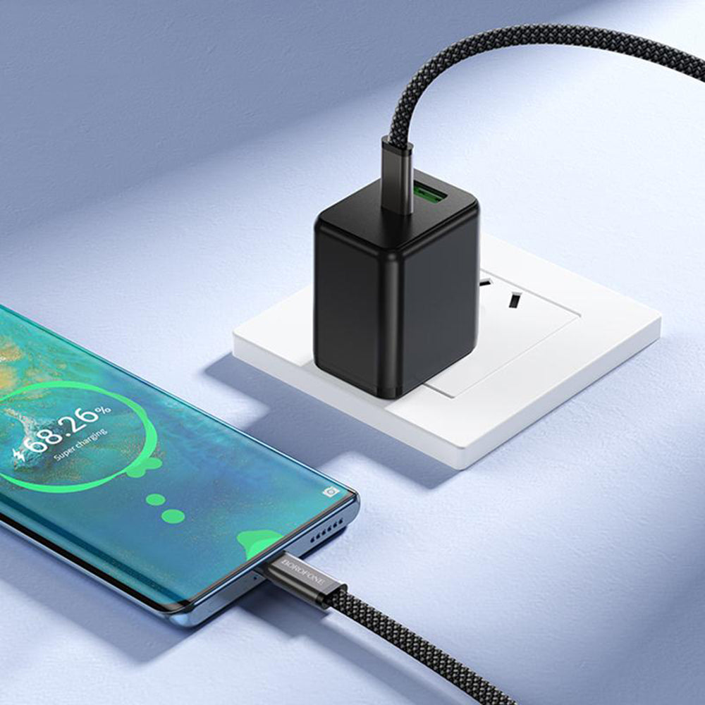 USB-C-tietojen ja latauksen kaapeli - USB-C Borofone BX124 Peace, 60W, 1m, Musta