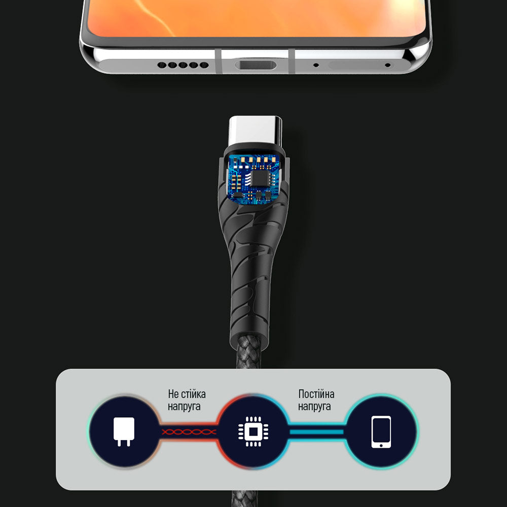 USB-C - USB-C Data- ja latauskaapeli ColorWay CW-CBPDCC040, 65W, 1m, Harmaa