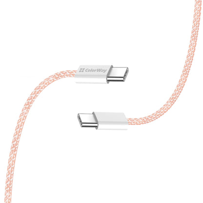 USB-C - USB-C -data- ja latauskaapeli ColorWay CW-CBPDCC061, 60W, 1m, Pinkki