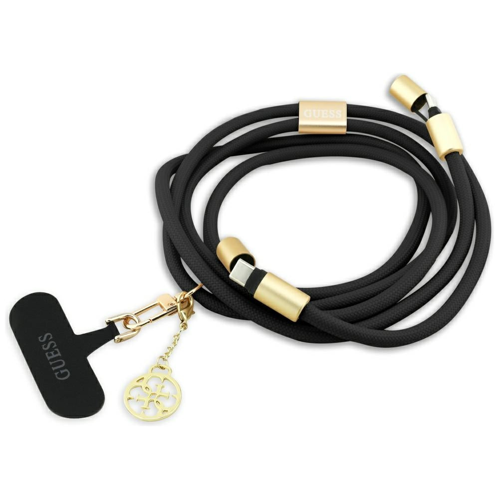 USB-C - USB-C Guess CBDY 4G Charm -data- ja latauskaapeli, 100W, 1.5m, Musta