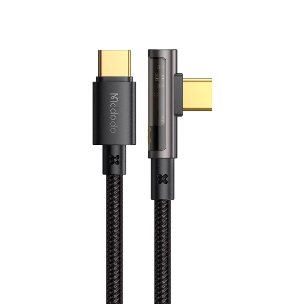 USB-C - USB-C McDodo CA-3400 Angled -data- ja latauskaapeli, 100W, 1.2m, Musta