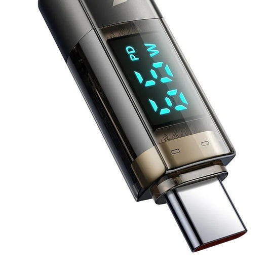 USB-C - USB-C McDodo CA-3610 Data- ja Latauskaapeli, Auto Power Off -näyttö, 100W, 1.2m, Musta