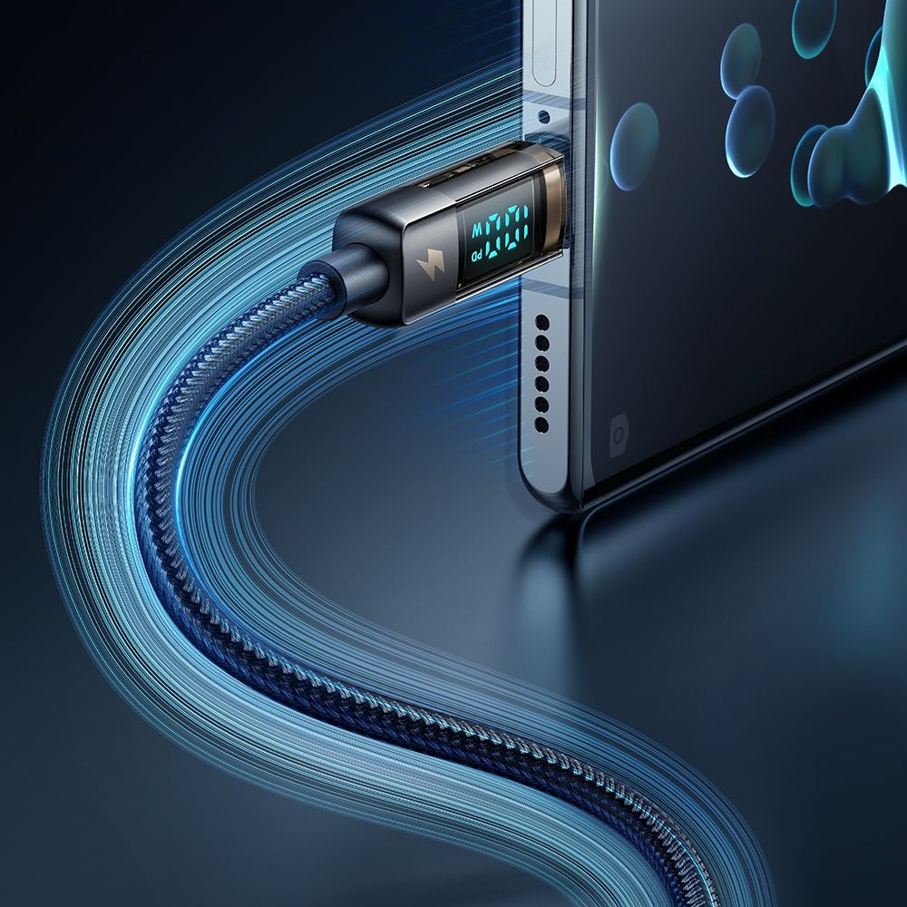 USB-C - USB-C McDodo CA-3610 Data- ja Latauskaapeli, Auto Power Off -näyttö, 100W, 1.2m, Musta