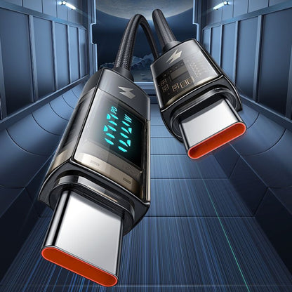 USB-C - USB-C McDodo CA-3610 Data- ja Latauskaapeli, Auto Power Off -näyttö, 100W, 1.2m, Musta