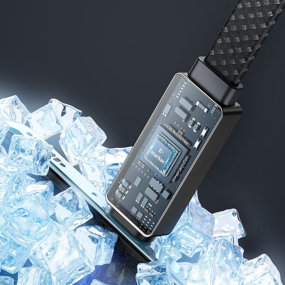 USB-C - USB-C McDodo CA-4470 Rythm Display -data- ja latauskaapeli, 100W, 1.2m, Musta