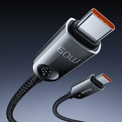 USB-C - USB-C McDodo CA-4780 Display -data- ja latauskaapeli, 60W, 1.2m, Musta