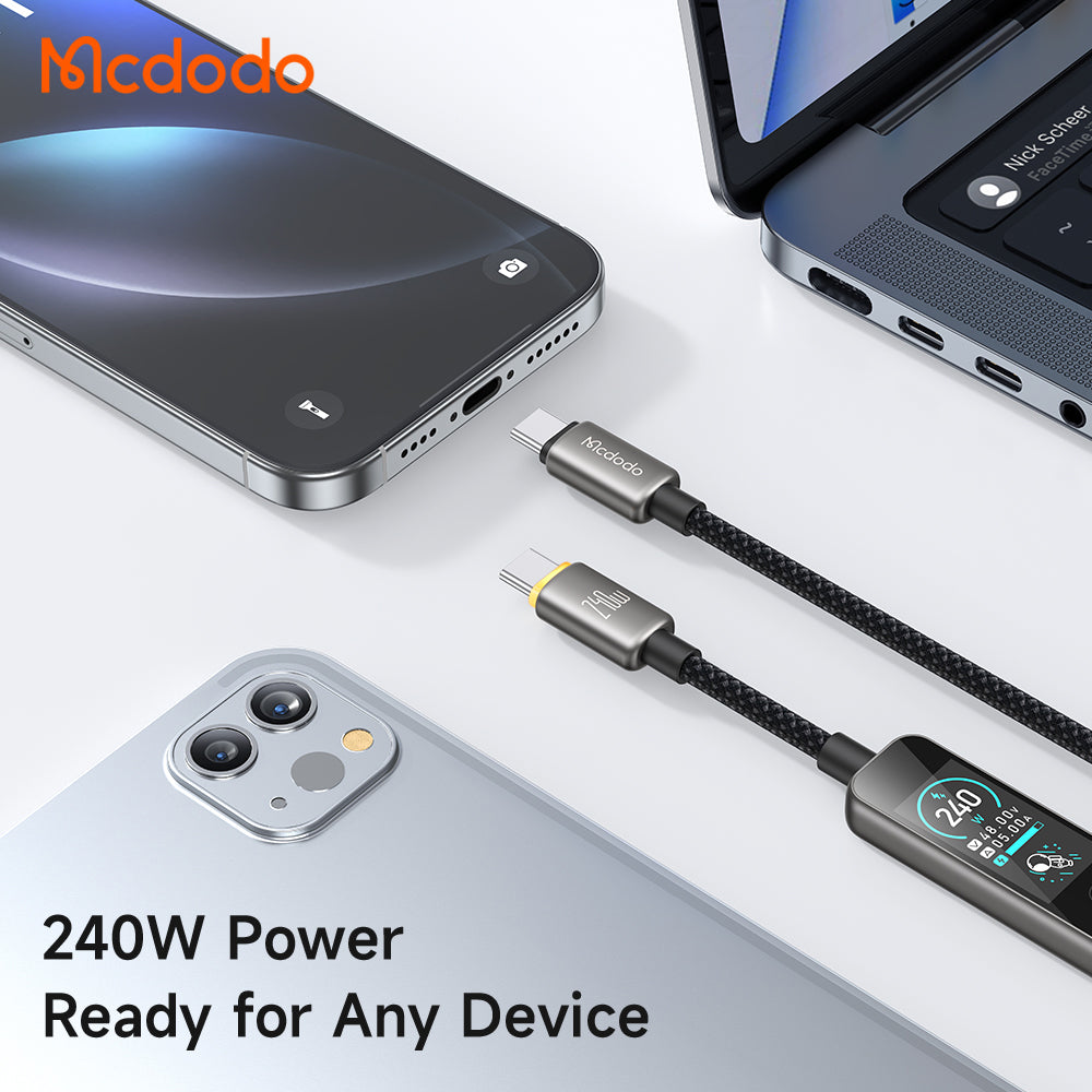 USB-C Data and Charging Cable - USB-C McDodo CA-8750 Display, 240W, 1.2m, Black