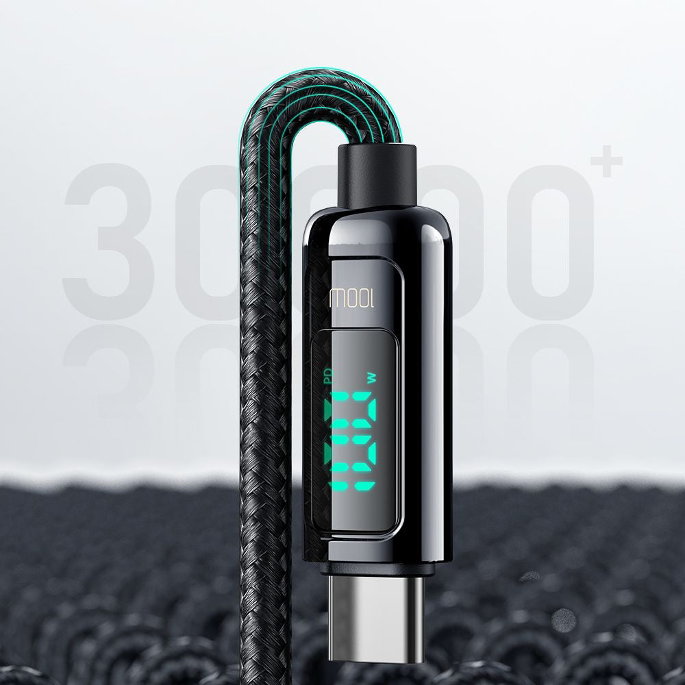 USB-C - USB-C McDodo CA-8820 Display -data- ja latauskaapeli, 100W, 1.2m, Musta