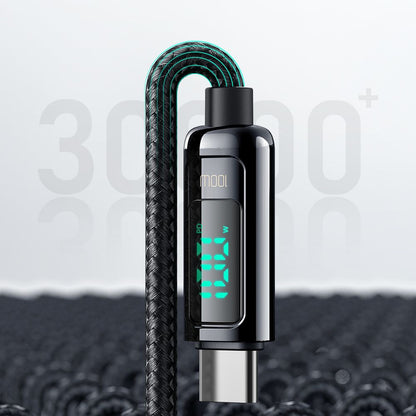 USB-C - USB-C McDodo CA-8820 Display -data- ja latauskaapeli, 100W, 1.2m, Musta