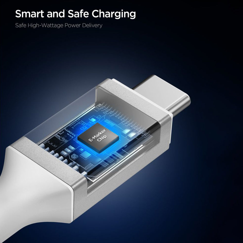 USB-C - USB-C Data- ja Latauskaapeli Spigen EB10010CC, 100W, 1m, Valkoinen