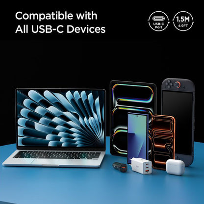 USB-C - USB-C Data- ja Latauskaapeli Spigen EB10010CC, 100W, 1m, Valkoinen