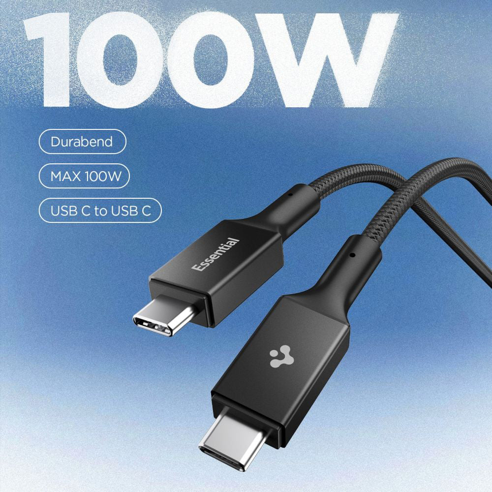 USB-C - USB-C -data- ja latauskaapeli Spigen EB10015CC, 100W, 1.5m, Musta ACA10421
