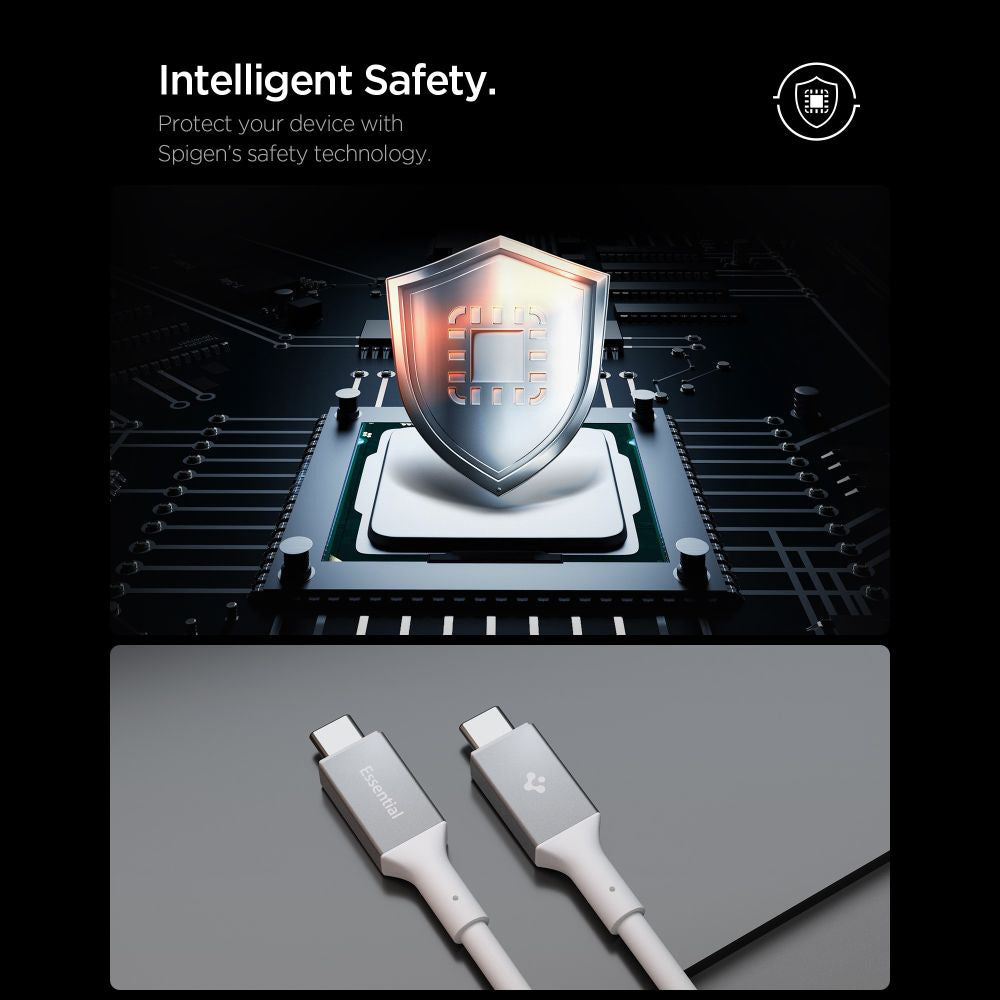 USB-C - USB-C Data- ja Latauskaapeli Spigen EB24012CC, 240W, 1.2m, Valkoinen