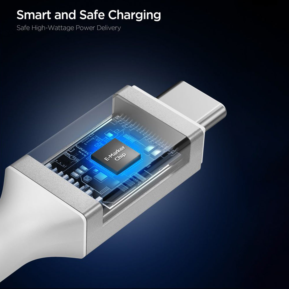USB-C - USB-C Data- ja Latauskaapeli Spigen EB24012CC, 240W, 1.2m, Valkoinen