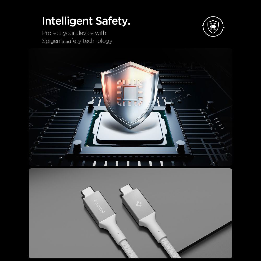 USB-C - USB-C Data- ja latauskaapeli Spigen EB24015CC, 240W, 1.5m, Valkoinen ACA10422