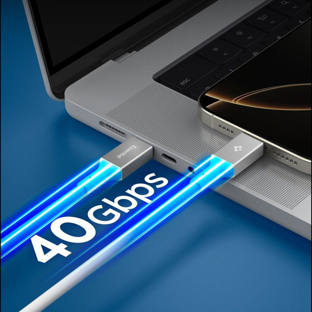 USB-C - USB-C Data- ja latauskaapeli Spigen EB24015CC, 240W, 1.5m, Valkoinen ACA10422